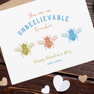 Cartes Pour Fêtes Annuelles Mignonne Enseignante des abeilles Valentine's Day