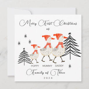 Cartes Pour Fêtes Annuelles Mignonne famille des oies trois premiers Noël