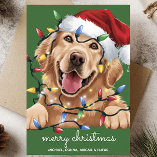 Cartes Pour Fêtes Annuelles Mignonne Golden Retriever Santa Hat