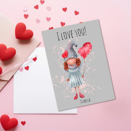 Cartes Pour Fêtes Annuelles Mignonne Je T'Aime Lady Gnome Pun Valentine