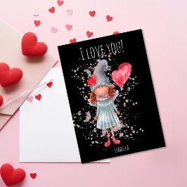 Cartes Pour Fêtes Annuelles Mignonne Je T'Aime Lady Gnome Pun Valentine