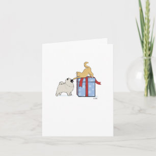 Cartes Pour Fêtes Annuelles Mignonne Keeshond Chien Chien et Chien Kitten Noël
