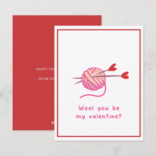 Cartes Pour Fêtes Annuelles Mignonne laine romantique tu es ma Saint Valentin (Devant / Derrière)
