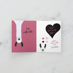Cartes Pour Fêtes Annuelles Mignonne Laine, Tu Es À Moi ? Llama Love + Valenti