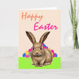 Cartes Pour Fêtes Annuelles Mignonne lapin avec oeufs de Pâques Joyeux Pâques