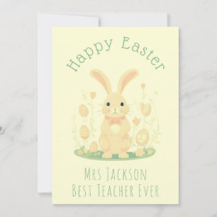Cartes Pour Fêtes Annuelles Mignonne Lapin de Pâques Préscolaire Enseignant Ja