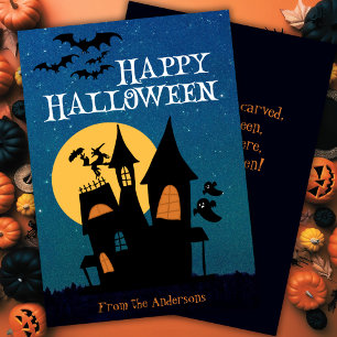 Cartes Pour Fêtes Annuelles Mignonne Maison Hantée Joyeux Halloween Personnali