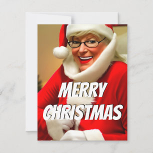Cartes Pour Fêtes Annuelles Mignonne Mme Père Noël Joyeux message de Noël