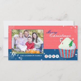Cartes Pour Fêtes Annuelles Mignonne Noël Cupcake Fêtes de voeux Photo