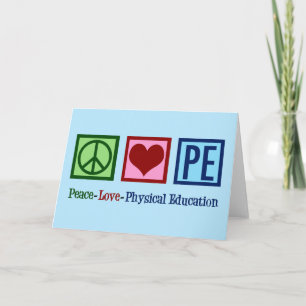 Cartes Pour Fêtes Annuelles Mignonne PE Enseignant Paix Amour Éducation physiq