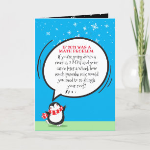 Cartes Pour Fêtes Annuelles Mignonne Penguin Funny 2021 Problème mathématique 