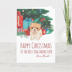 Cartes Pour Fêtes Annuelles Mignonne Poméranie Poméranienne Mère Noël