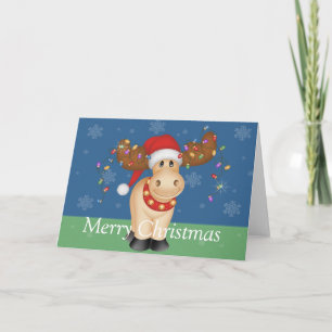 Cartes Pour Fêtes Annuelles Mignonne Reindeer Ampoules de vacances Joyeux Noël