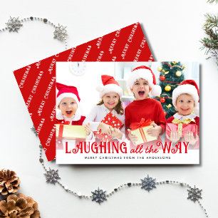 Cartes Pour Fêtes Annuelles Mignonne Rire Tout Le Chemin Joyeux Noël