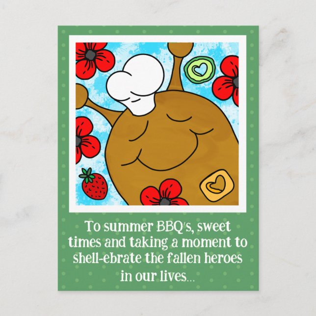 Cartes Pour Fêtes Annuelles Mignonne Snail Memorial Day BBQ (Devant)
