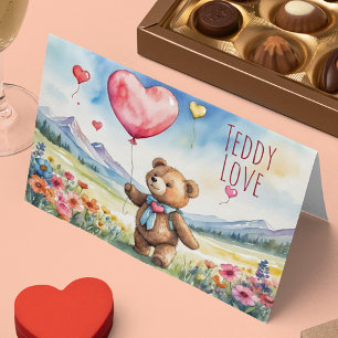 Cartes Pour Fêtes Annuelles Mignonne Valentine Teddy Bear plié