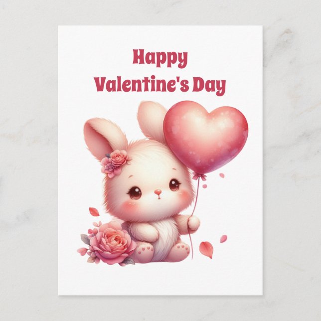 Cartes Pour Fêtes Annuelles Mignonnes gamins lapin Heureuse Sainte-Valentin (Devant)