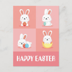 Cartes Pour Fêtes Annuelles Mignonnes lapines de Pâques roses