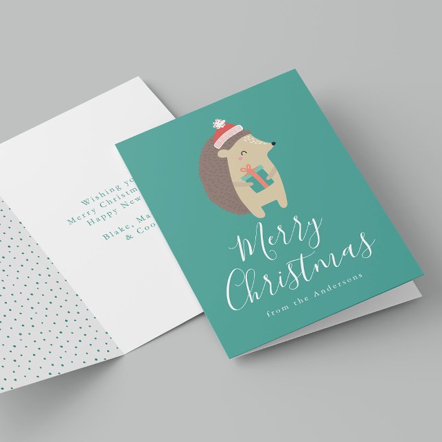 Cartes Pour Fêtes Annuelles Mignons amis d'hiver Hérisson Hérisson non photo (Créateur téléchargé)