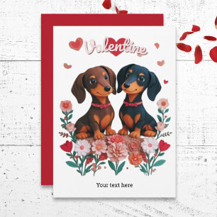 Cartes Pour Fêtes Annuelles Mignons Chiens Saucisses de la Saint-Valentin