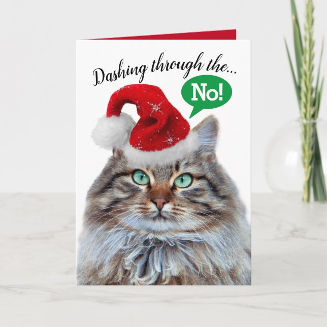 Cartes Pour Fêtes Annuelles Mignons Dashs À Travers Le Chat De Neige (Devant)