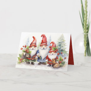 Cartes Pour Fêtes Annuelles Mignons Gnomes De Noël Dans Les Snowflakes