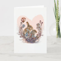 Mignons lapins aux jolies fleurs Saint-Valentin