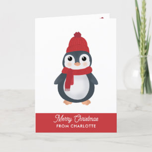 Cartes Pour Fêtes Annuelles Mignons Manchots Oiseaux d'Hiver Arctique Noël