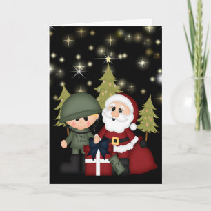 Cartes Pour Fêtes Annuelles Militaire Soldat et Père Noël Noël