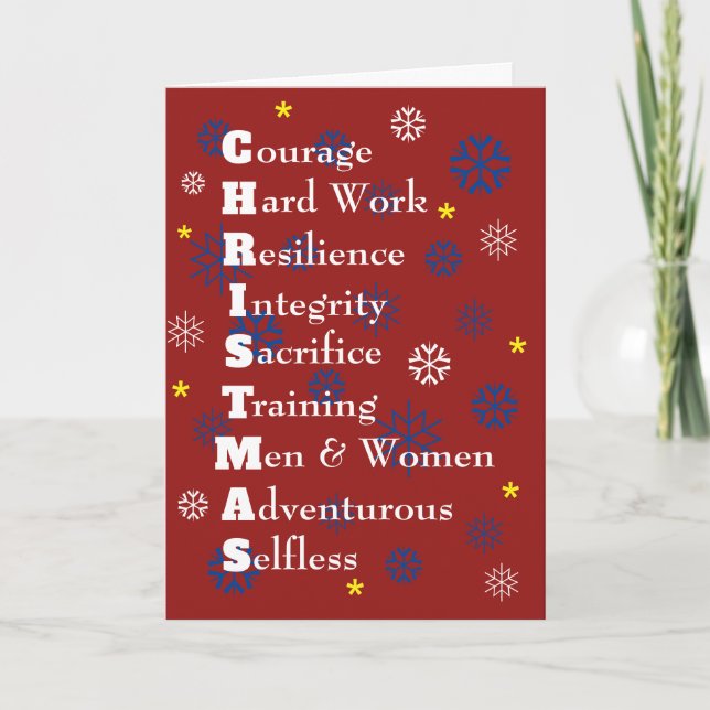 Cartes Pour Fêtes Annuelles Militaire USA Personnalisable Joyeux Noël Rouge fo (Devant)