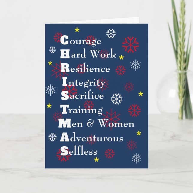 Cartes Pour Fêtes Annuelles Military USA Personnalisable Joyeux Noël bleu (Devant)