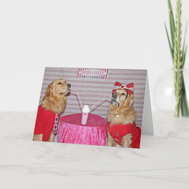 Cartes Pour Fêtes Annuelles Milkshake d'or Saint-Valentin (Devant)