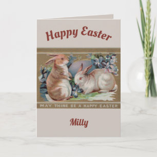 Cartes Pour Fêtes Annuelles MILLY ~ EASTER ART ~ 2 Bunnies doux ~