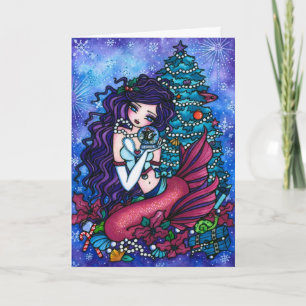 Cartes Pour Fêtes Annuelles Milou prise Noël d'orque de sirène d'imaginaire