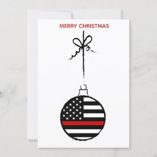 Cartes Pour Fêtes Annuelles Mince ligne rouge pompier de Noël pompier
