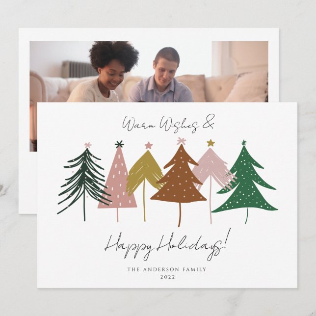 Cartes Pour Fêtes Annuelles Mini-arbres de Noël festif (Devant / Derrière)