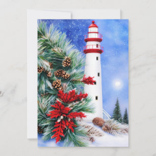 Cartes Pour Fêtes Annuelles Mini budget du phare de Noël enneigé