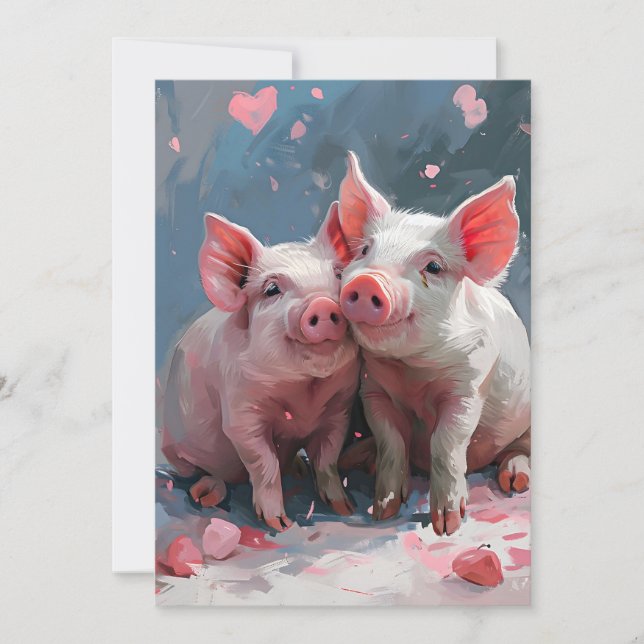 Cartes Pour Fêtes Annuelles Mini cochons la Saint-Valentin (Devant)