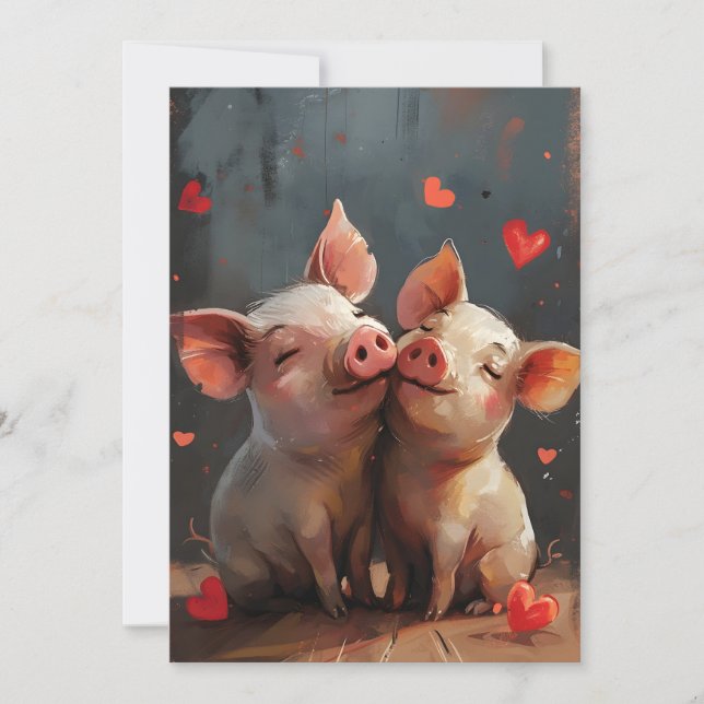 Cartes Pour Fêtes Annuelles Mini cochons Saint Valentin (Devant)