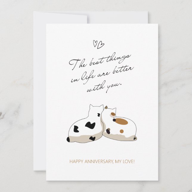 Cartes Pour Fêtes Annuelles Mini couples romantiques heureux anniversaire (Devant)