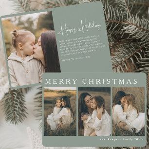 Cartes Pour Fêtes Annuelles Mini Élégant Noël Simple 4 Photo Sage