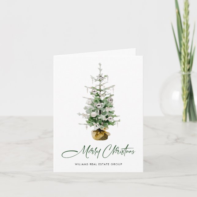 Cartes Pour Fêtes Annuelles Mini Élégant Pine Tree Noël Entreprise (Devant)