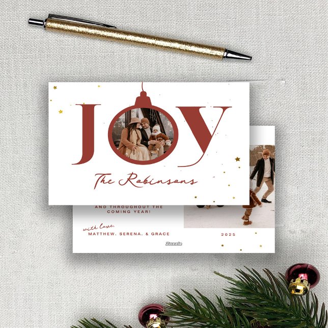 Cartes Pour Fêtes Annuelles Mini Joyeux Noël Famille Photo Joie Ornament (Créateur téléchargé)
