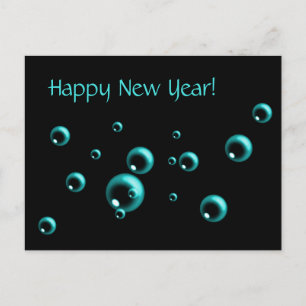 Cartes Pour Fêtes Annuelles Mini-Joyeux Nouvel An Aqua bulles sur Noir