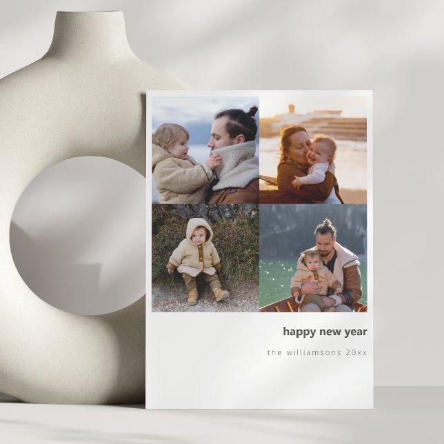 Cartes Pour Fêtes Annuelles Mini Joyeux Nouvel An Gras Quatre Grille Photo (Créateur téléchargé)