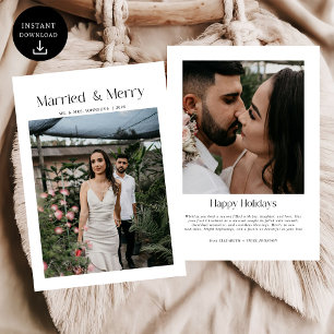 Cartes Pour Fêtes Annuelles Mini marié & Joyeux Noël Photo Nouveaux mariés