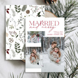 Cartes Pour Fêtes Annuelles Mini-marié rouge et joyeux photo nouvellement mari