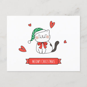 Cartes Pour Fêtes Annuelles Mini-mignon Père Noël Kitty Chat Meowy Noël