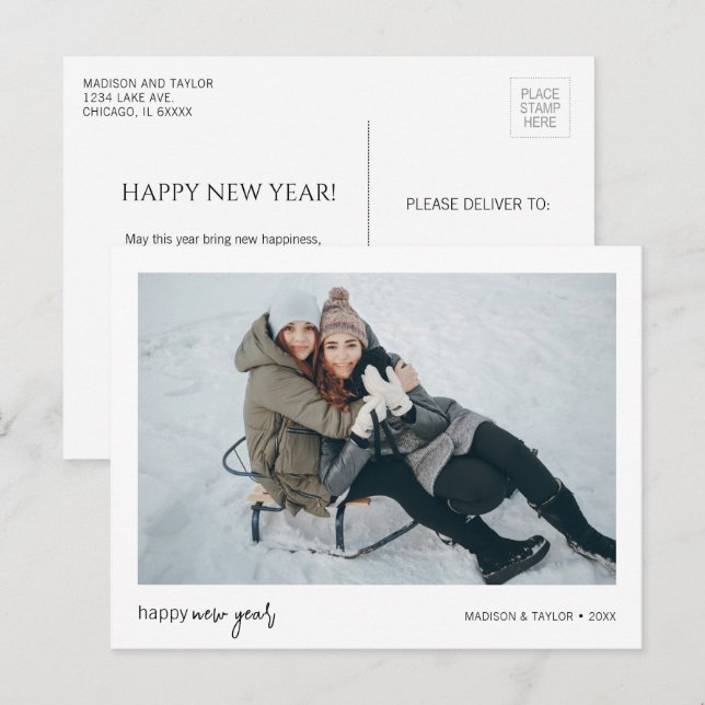 Cartes Pour Fêtes Annuelles Mini photo du Nouvel An (Devant / Derrière)