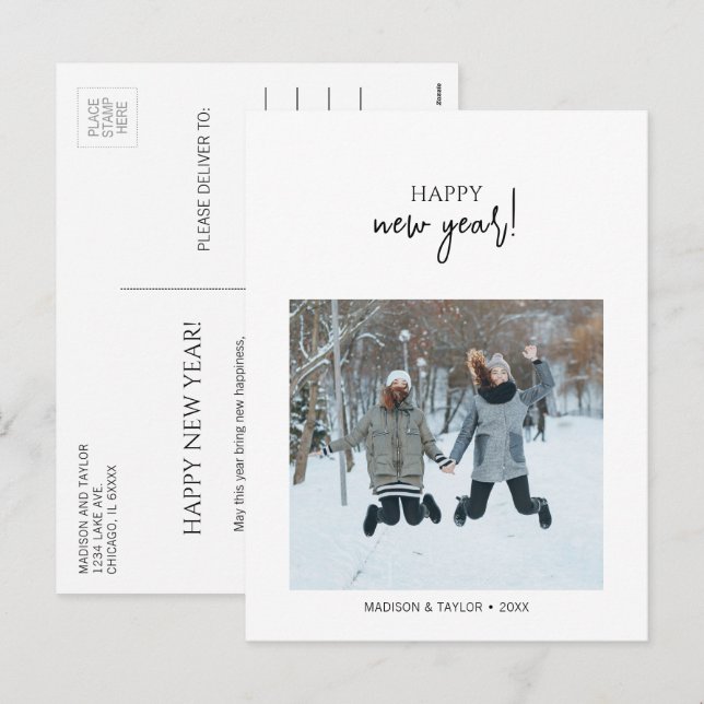 Cartes Pour Fêtes Annuelles Mini photo du Nouvel An (Devant / Derrière)